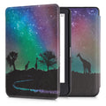 kwmobile Protective Case for Tolino Shine 3 - eReader Flip Case with Auto Sleep Function - Owl Sleep with Brown Mint Green