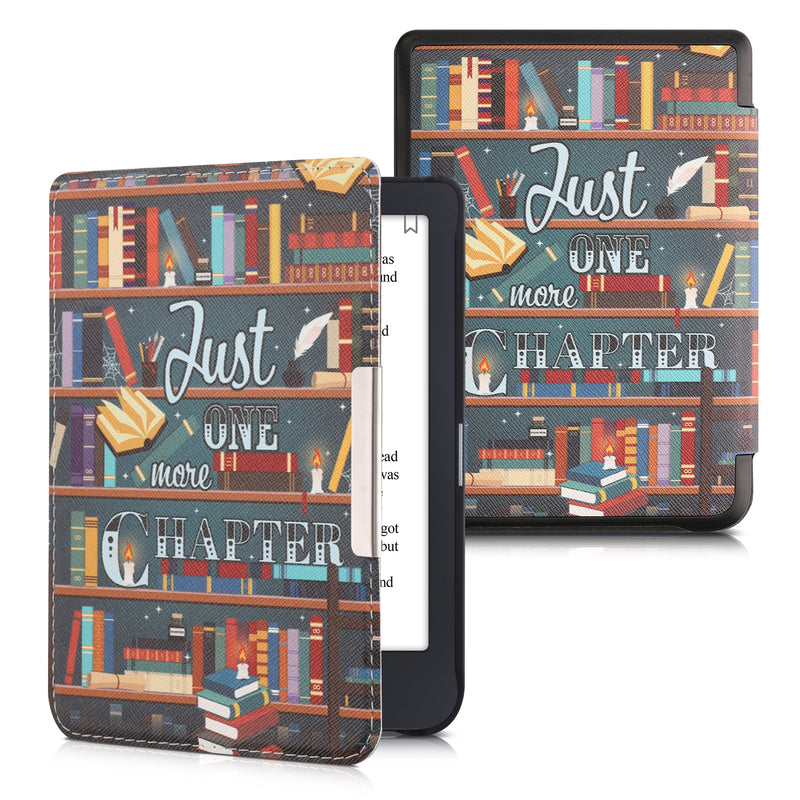 kwmobile Protective Case for Tolino Shine 3 - eReader Flip Case with Auto Sleep Function - Owl Sleep with Brown Mint Green