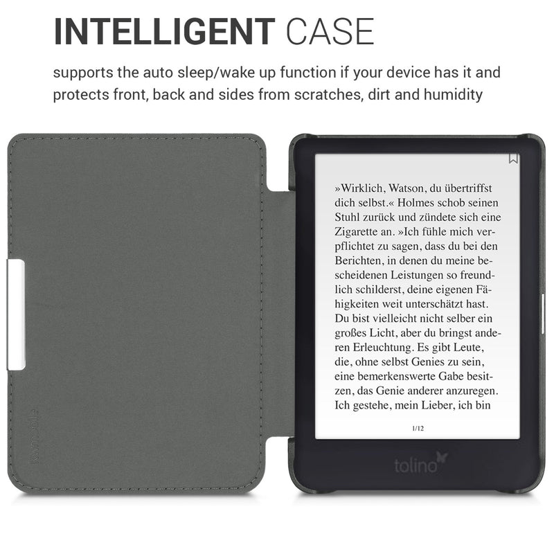 kwmobile Protective Case for Tolino Shine 3 - eReader Flip Case with Auto Sleep Function - Owl Sleep with Brown Mint Green