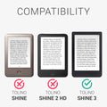 kwmobile Protective Case for Tolino Shine 3 - eReader Flip Case with Auto Sleep Function - Owl Sleep with Brown Mint Green