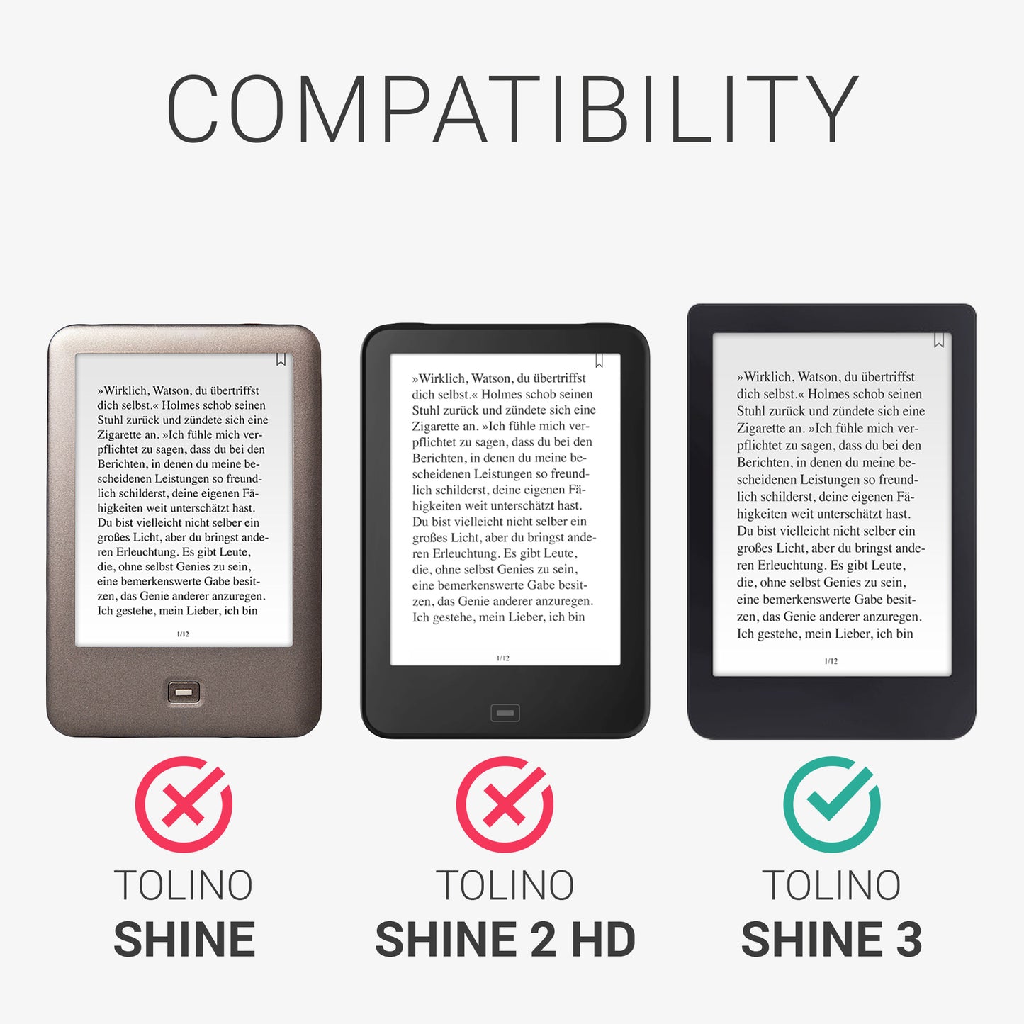 kwmobile Protective Case for Tolino Shine 3 - eReader Flip Case with Auto Sleep Function - Owl Sleep with Brown Mint Green