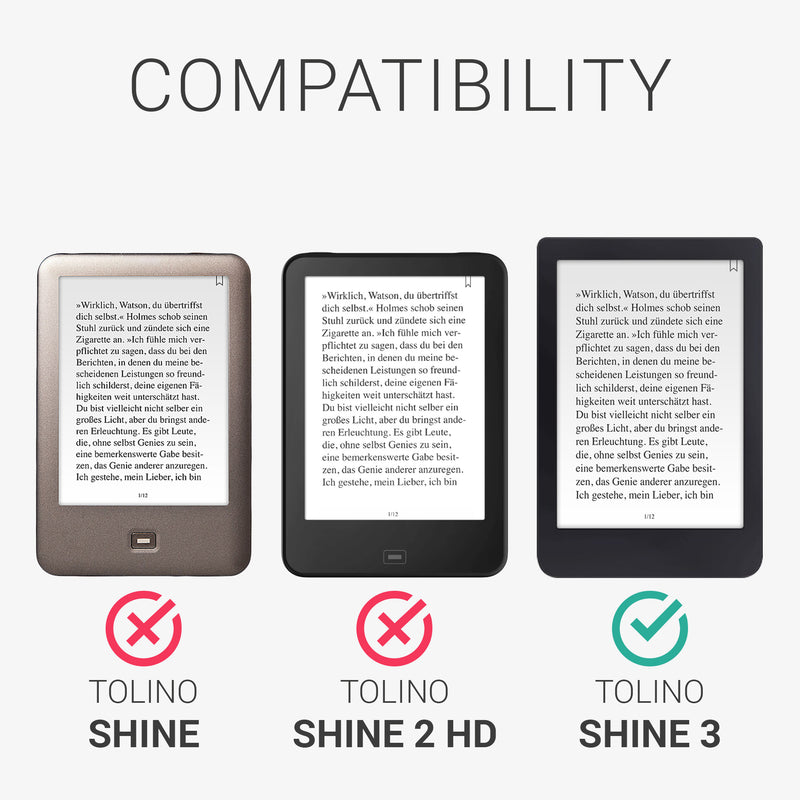 kwmobile Protective Case for Tolino Shine 3 - eReader Flip Case with Auto Sleep Function - Owl Sleep with Brown Mint Green