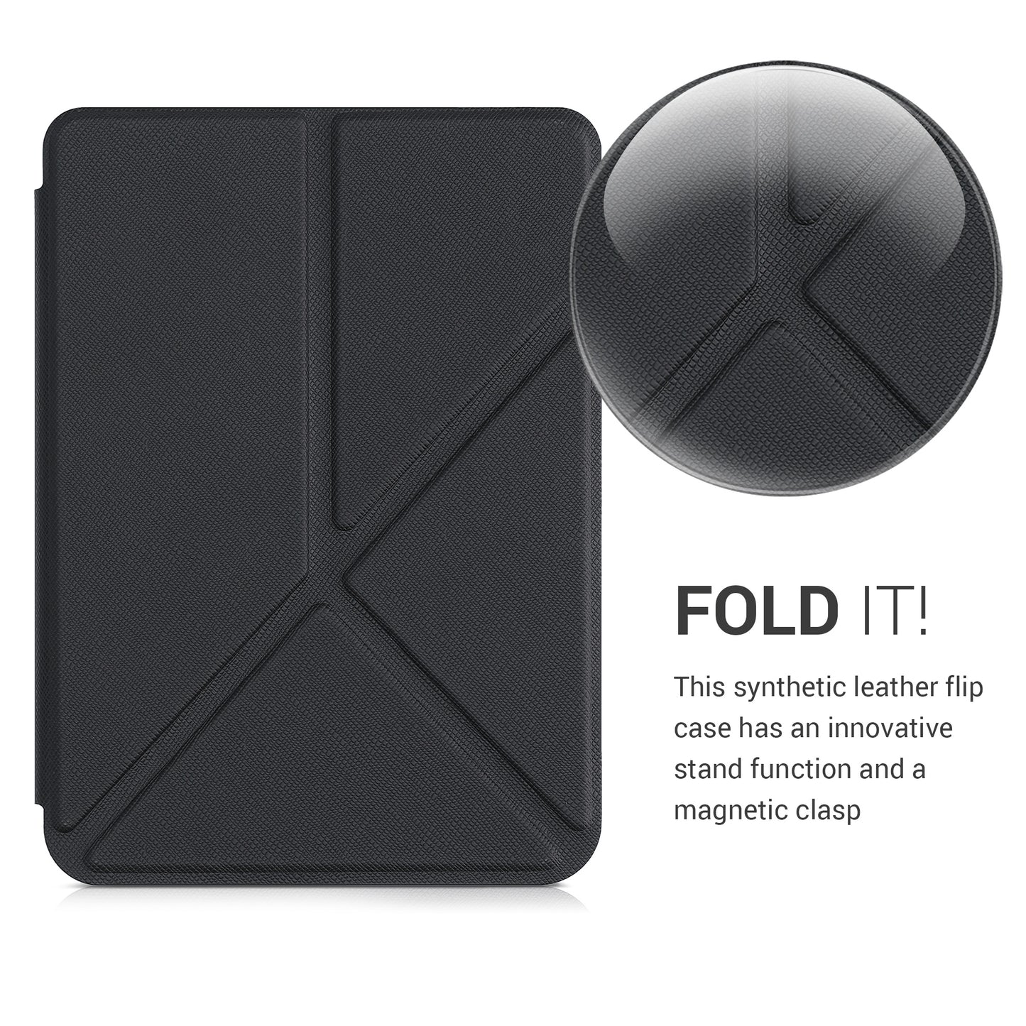 kwmobile Protective Case for Tolino Shine 3 Case - Faux Leather Case - eReader Flip Cover with Auto Sleep Function - Cover with Stand
