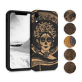kwmobile Hülle kompatibel mit Apple iPhone XR Hülle - Holz Case - Handy Cover - TPU Handyhülle in Dunkelbraun Indische Sonne Dunkelbraun  [dsg05]