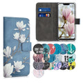 kwmobile Wallet Case kompatibel mit Huawei Mate 20 Lite Hülle - Cover mit Ständer und Kartenfächern - Magnolien Taupe Weiß Blaugrau Taupe  [dsg01]