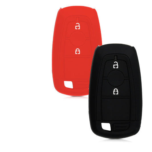 kwmobile Autoschlüssel Silikon Hülle kompatibel mit Ford 2-Tasten Autoschlüssel Keyless Go - Schlüsselhülle in Schwarz Schwarz  