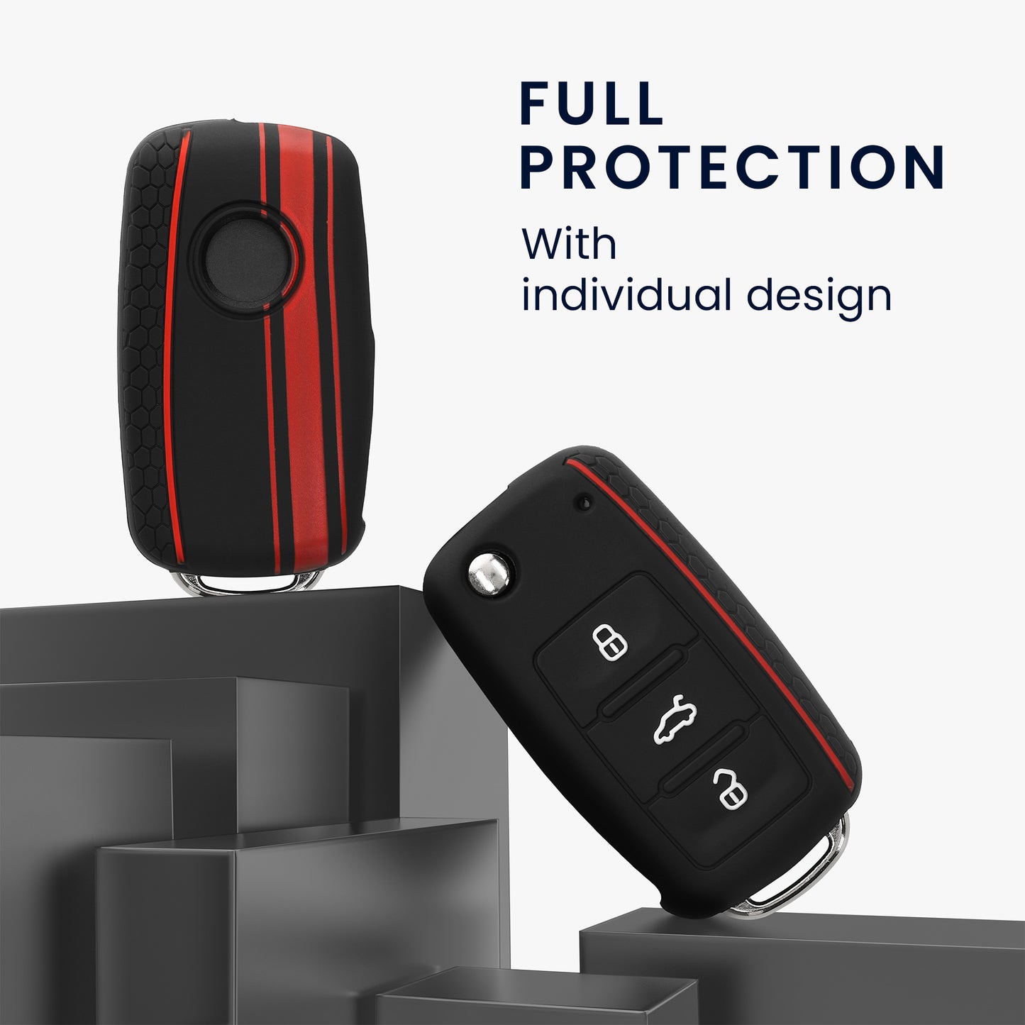 kwmobile Car Key Cover compatible with VW Skoda Seat 3-button car key - Don't touch my Key