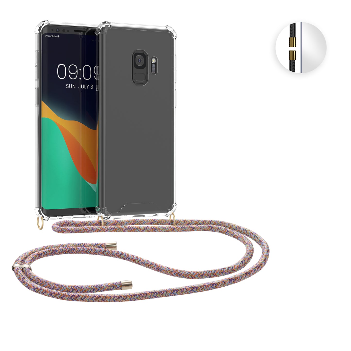 kwmobile Necklace Case kompatibel mit Samsung Galaxy S9 Hülle - Silikon Cover mit Handykette - Band Handyhülle Mehrfarbig Transparent Mehrfarbig  