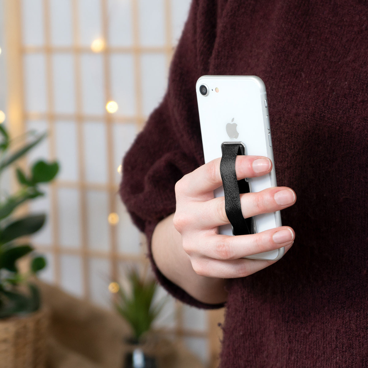 kwmobile Smartphone Finger Holder with Stand - Self-Adhesive Phone Finger Grip compatible with iPhone Samsung Sony Mobile Phones