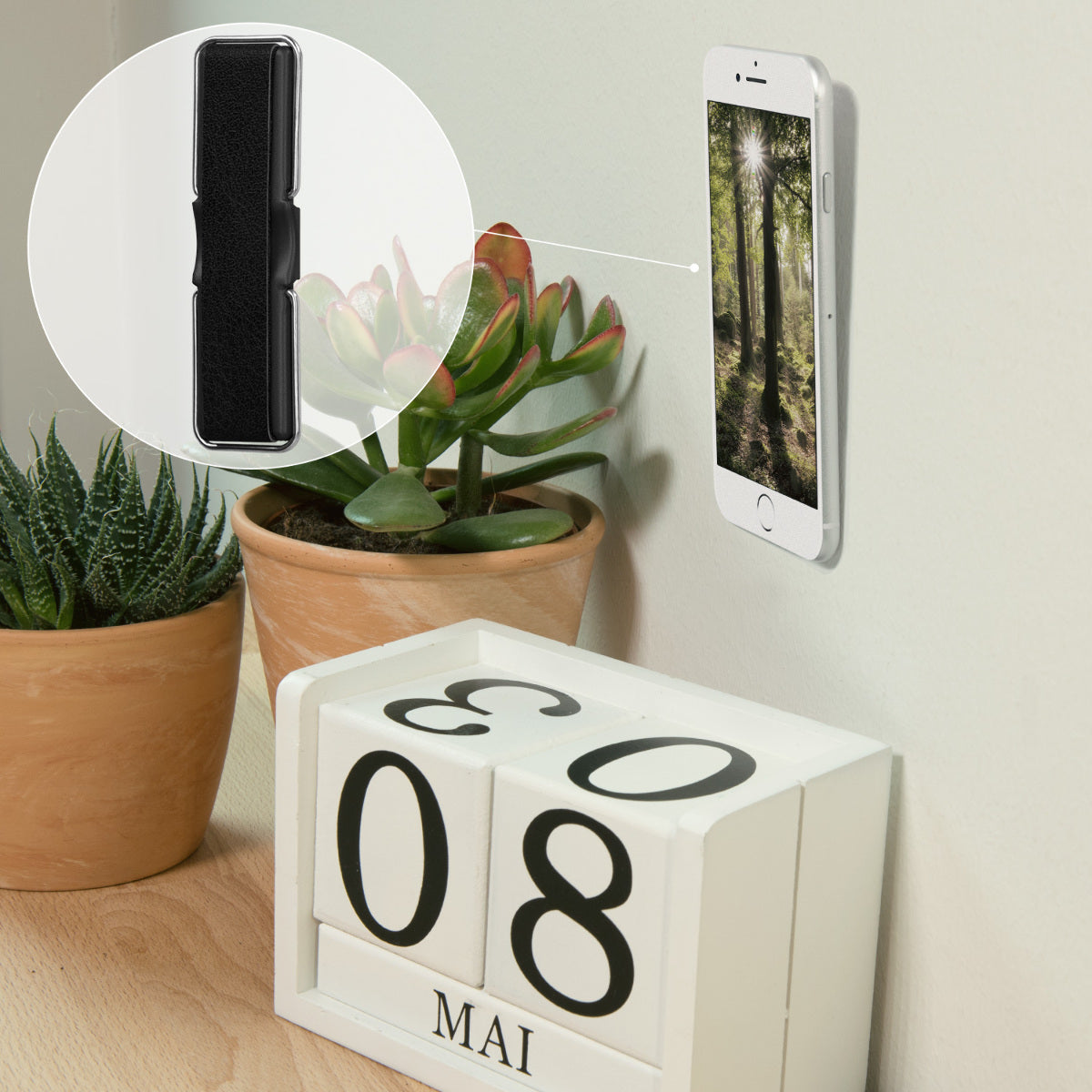 kwmobile Smartphone Finger Holder with Stand - Self-Adhesive Phone Finger Grip compatible with iPhone Samsung Sony Mobile Phones