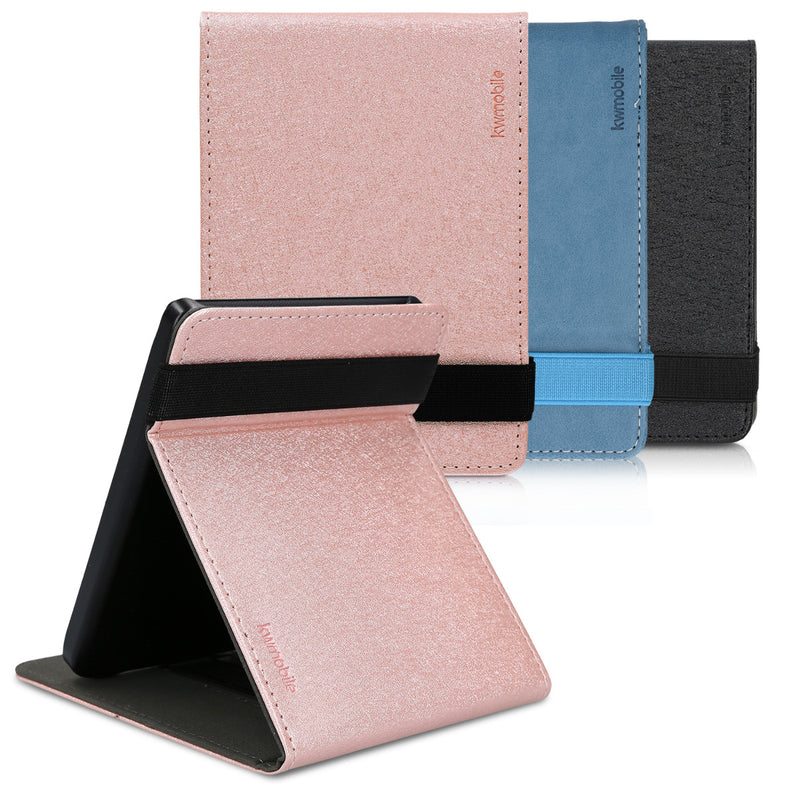 kwmobile Case Compatible with Pocketbook Touch Lux 4/5/Touch HD 3/Color (2020)/ Vivlio Lux 5 - e-Reader Cover with Hand Strap Stand
