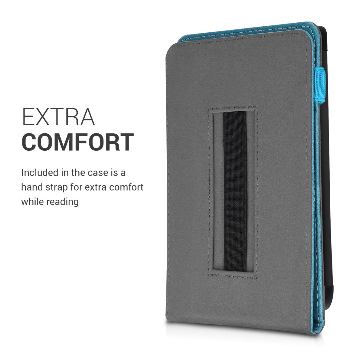 kwmobile Case Compatible with Pocketbook Touch Lux 4/5/Touch HD 3/Color (2020)/ Vivlio Lux 5 - e-Reader Cover with Hand Strap Stand