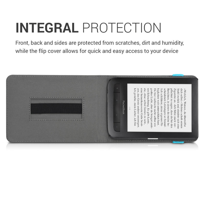 kwmobile Case Compatible with Pocketbook Touch Lux 4/5/Touch HD 3/Color (2020)/ Vivlio Lux 5 - e-Reader Cover with Hand Strap Stand
