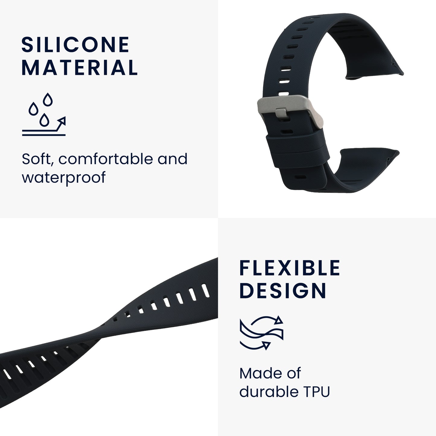 kwmobile Silicone Watch Strap for Polar Vantage V Band - Replacement Strap for Fitness Tracker - Smartwatch Replacement Band