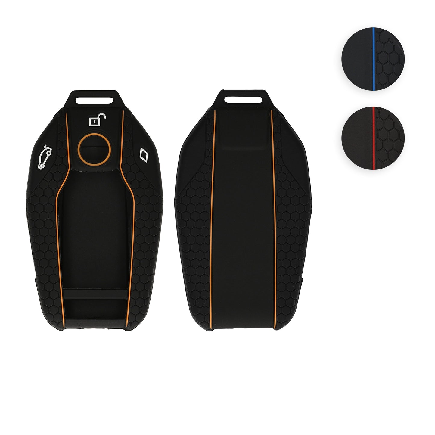 kwmobile Autoschlüssel Schutzhülle kompatibel mit BMW Display Key Autoschlüssel Hülle - Schlüsselhülle aus Silikon - in Schwarz Orange Schwarz  [dsg10]