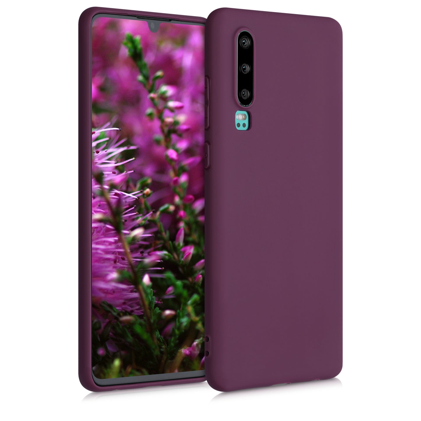 kwmobile Hülle kompatibel mit Huawei P30 Hülle - weiches TPU Silikon Case - Cover geeignet für kabelloses Laden - Bordeaux Violett Bordeaux Violett  