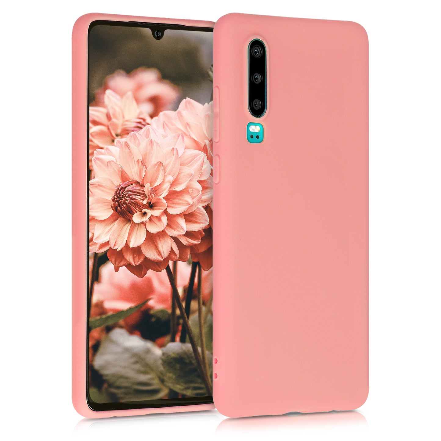 kwmobile Hülle kompatibel mit Huawei P30 Hülle - weiches TPU Silikon Case - Cover geeignet für kabelloses Laden - Koralle Koralle  