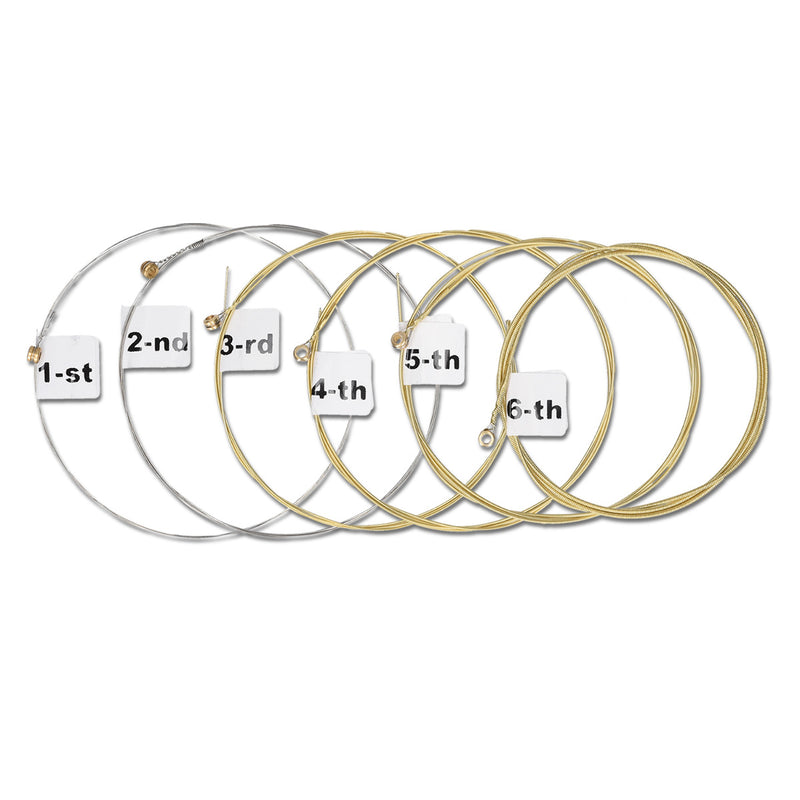 kwmobile Steel Guitar Strings 6-String Set for Acoustic Guitars and Western Guitars with Labeling