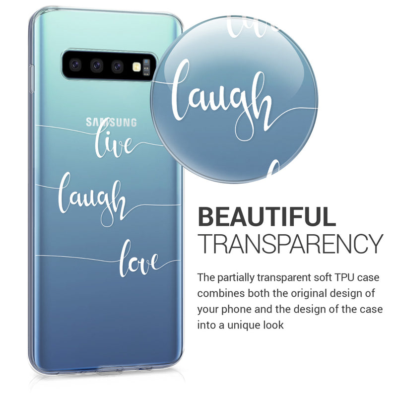 kwmobile Case Compatible with Samsung Galaxy S10 - Silicone Cover Transparent Cherry Blossom Petals