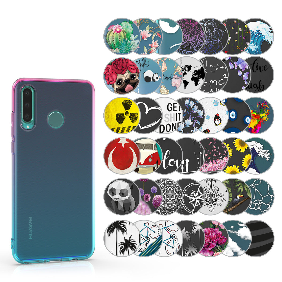 kwmobile Case kompatibel mit Huawei P30 Lite - Hülle Silikon transparent Wildblumen Ranke Mehrfarbig Transparent Mehrfarbig  [dsg31]