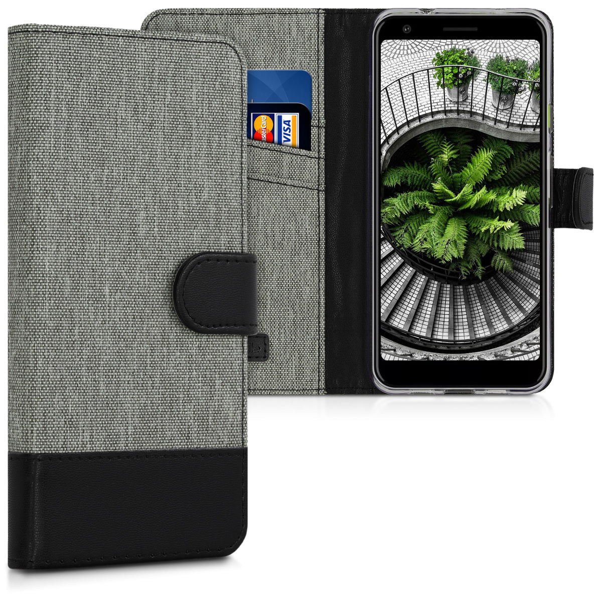 kwmobile Wallet Case Compatible with Google Pixel 3a - Cover with Stand - Phone Case Card Slots