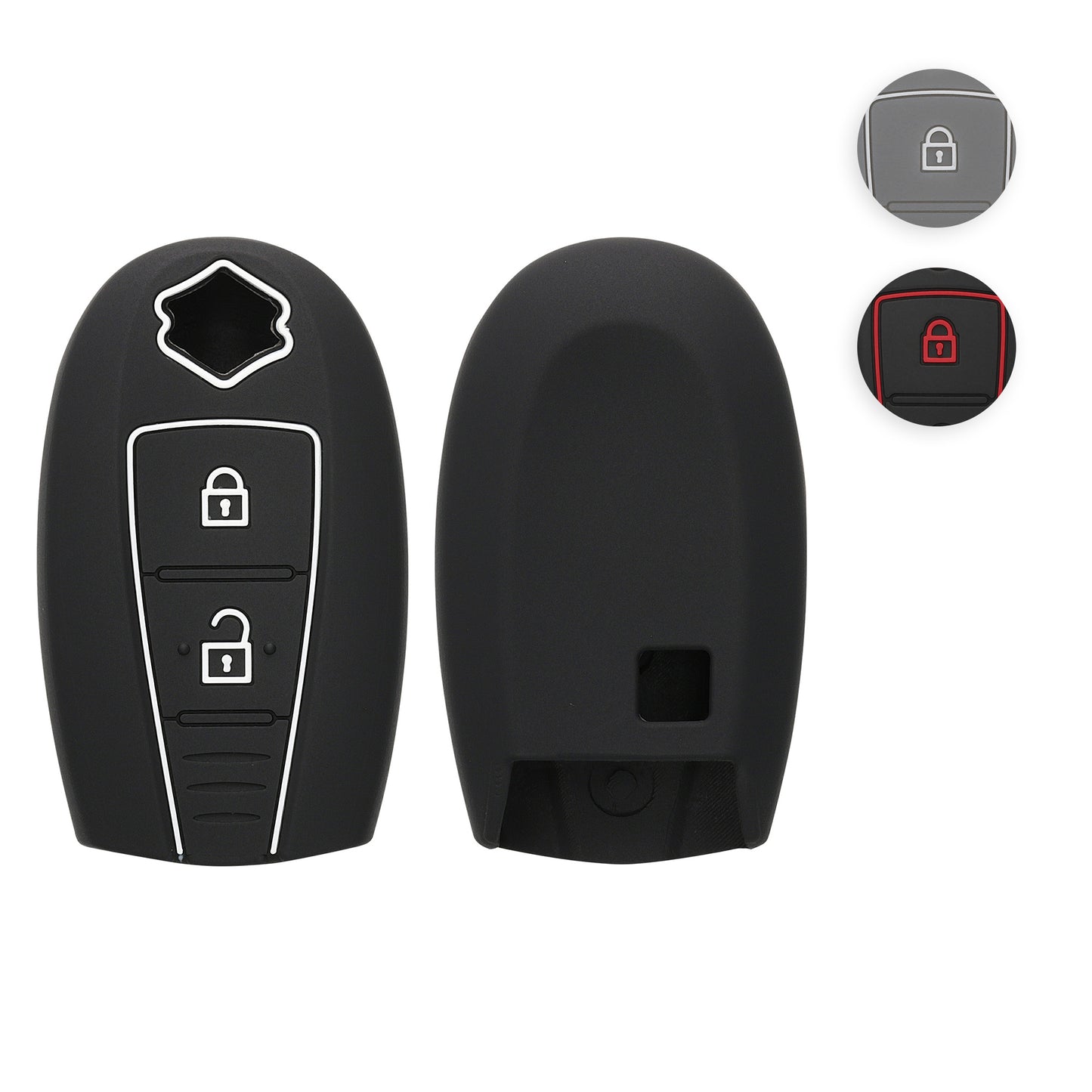 kwmobile Autoschlüssel Silikon Hülle kompatibel mit Suzuki Sport 2-Tasten Autoschlüssel Keyless Go - Schlüsselhülle in Schwarz Rot Schwarz  [dsg03]