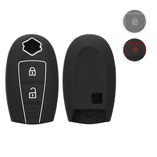 kwmobile Autoschlüssel Silikon Hülle kompatibel mit Suzuki Sport 2-Tasten Autoschlüssel Keyless Go - Schlüsselhülle in Schwarz Rot Schwarz  [dsg03]