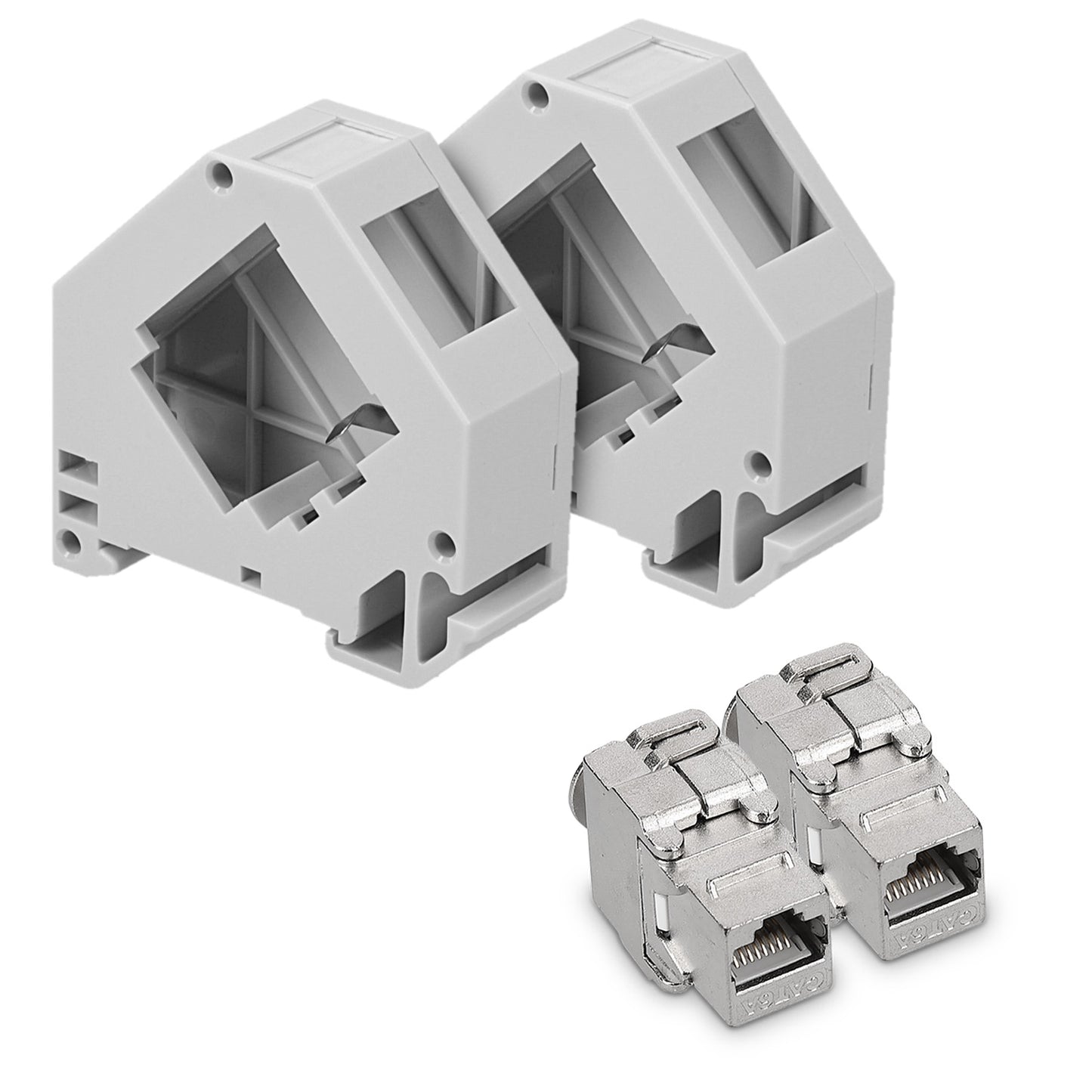 Keystone Module + DIN Rail Adapter Set