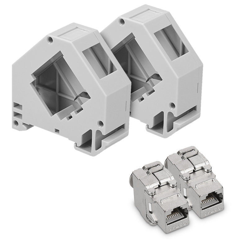 Keystone Module + DIN Rail Adapter Set