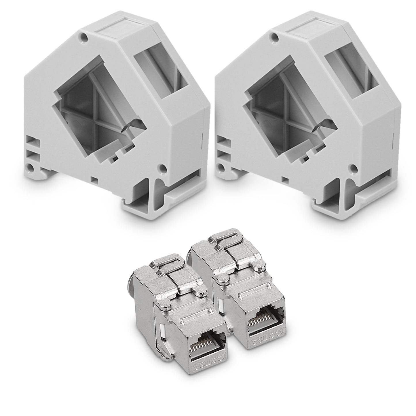 Keystone Module + DIN Rail Adapter Set