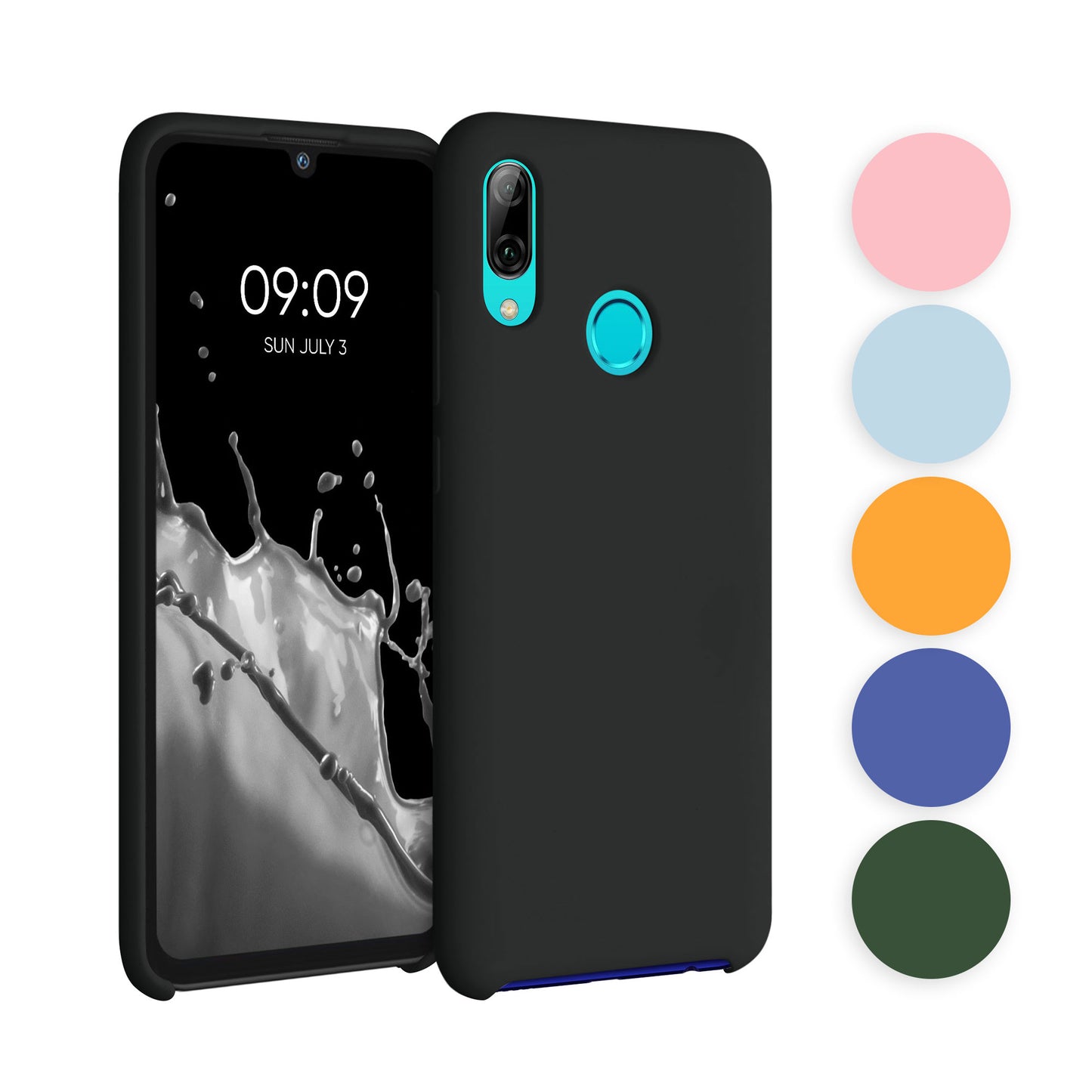 kwmobile Hülle kompatibel mit Huawei P Smart (2019) Hülle - Silikon Handy Case - Handyhülle weiche Oberfläche - kabelloses Laden - Dunkelgrün Dunkelgrün  