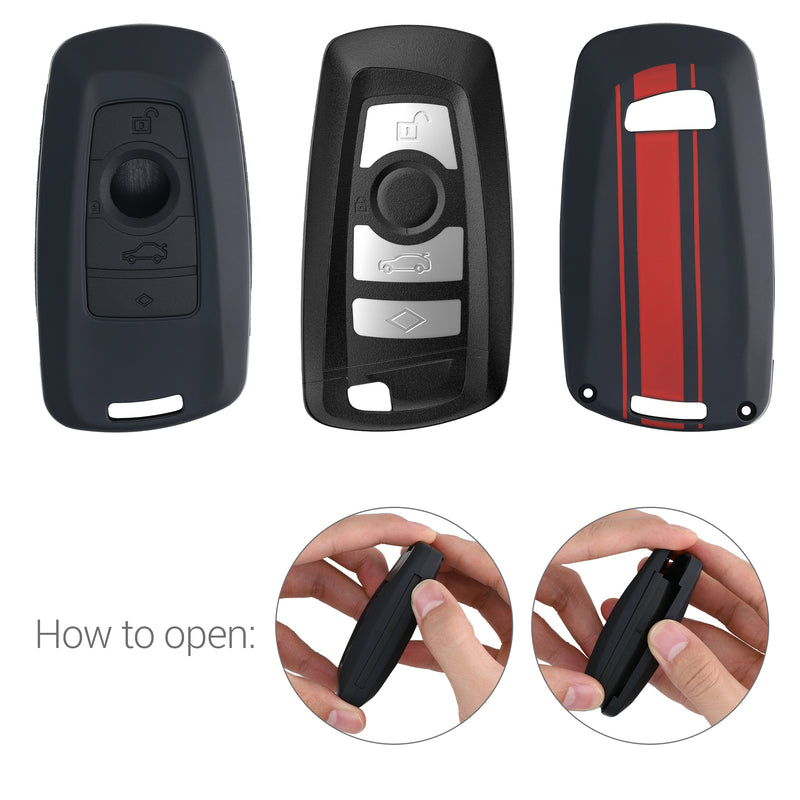 kwmobile Car Key Shell compatible with BMW 3-Button Smart Key (Keyless Go Only) Hard Cover Protector Key Fob Shell