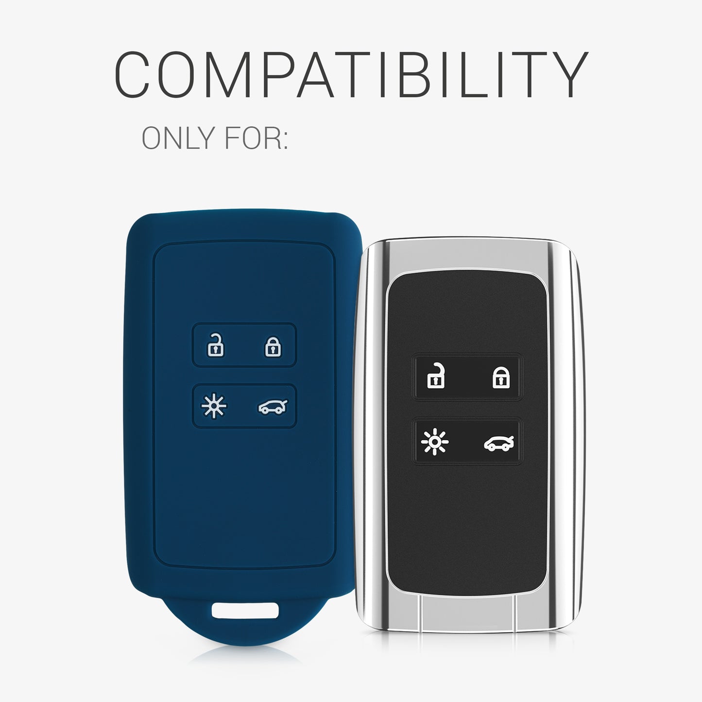 kwmobile Car Key Cover Compatible with Renault 4-Button Smart Key (Keyless Go Only)