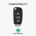 kwmobile Car Key Cover compatible with Audi 3-Button Folding Key - Silicone Protective Fob Case