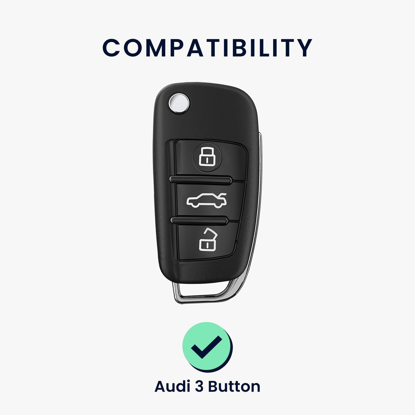 kwmobile Car Key Cover compatible with Audi 3-Button Folding Key - Silicone Protective Fob Case