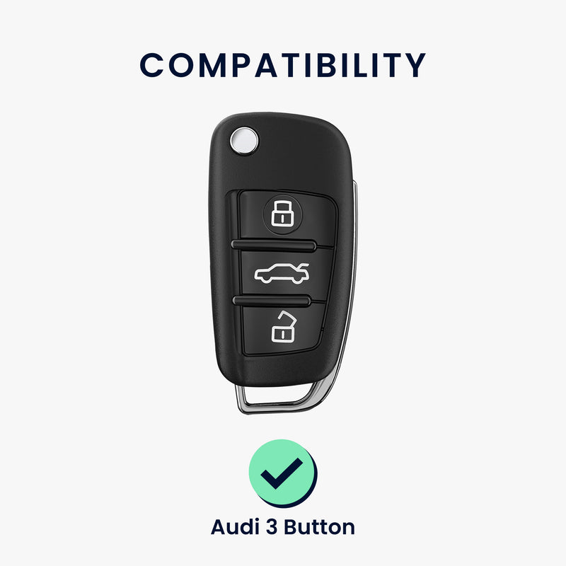 kwmobile Car Key Cover compatible with Audi 3-Button Folding Key - Silicone Protective Fob Case