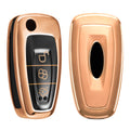 kwmobile Car Key Cover Compatible with Ford 3-Button Foldable Car Key - Silicone Protective Key Fob Case