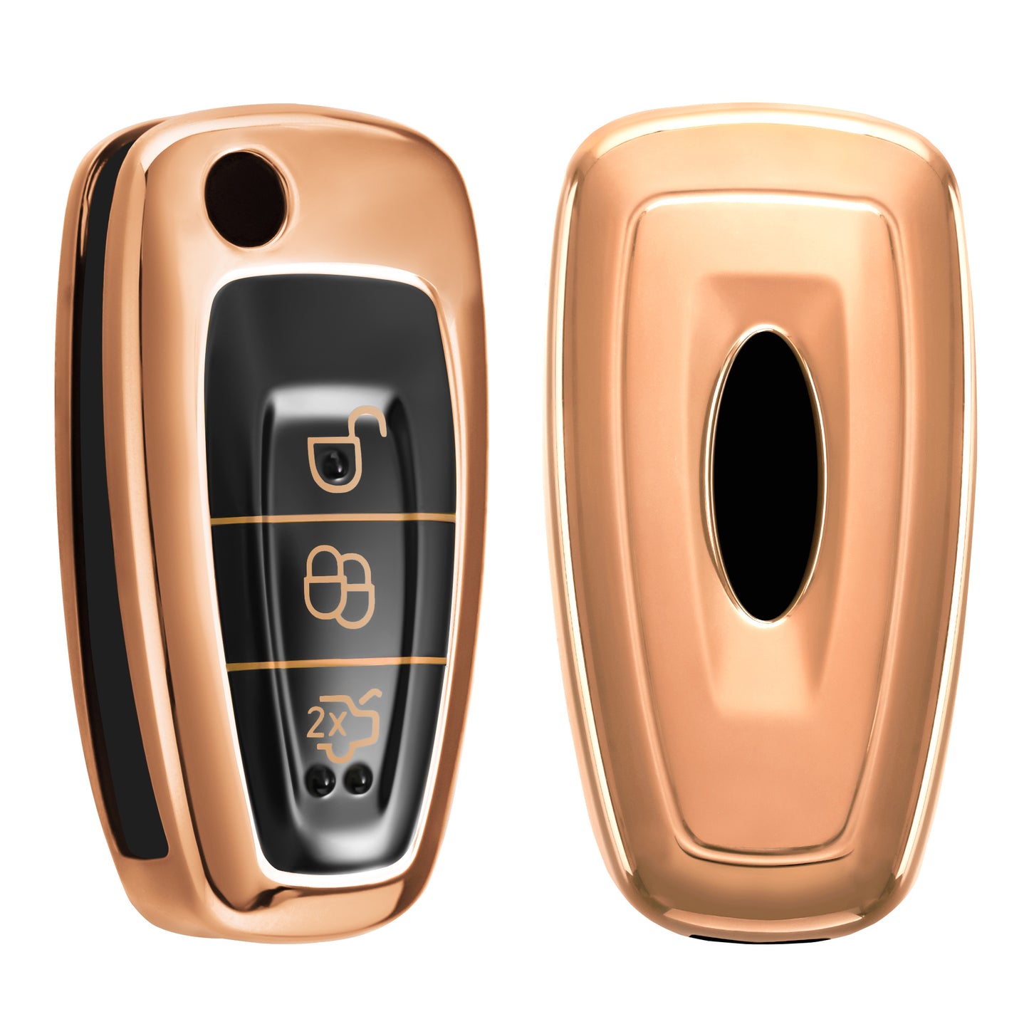 kwmobile Car Key Cover Compatible with Ford 3-Button Foldable Car Key - Silicone Protective Key Fob Case