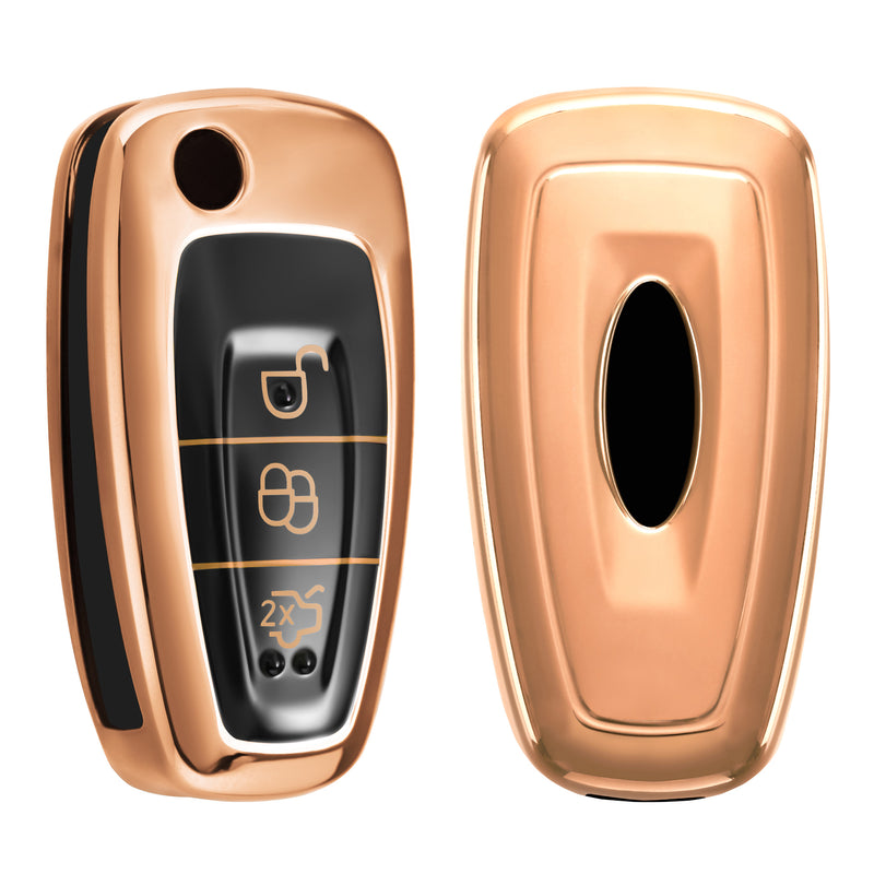 kwmobile Car Key Cover Compatible with Ford 3-Button Foldable Car Key - Silicone Protective Key Fob Case