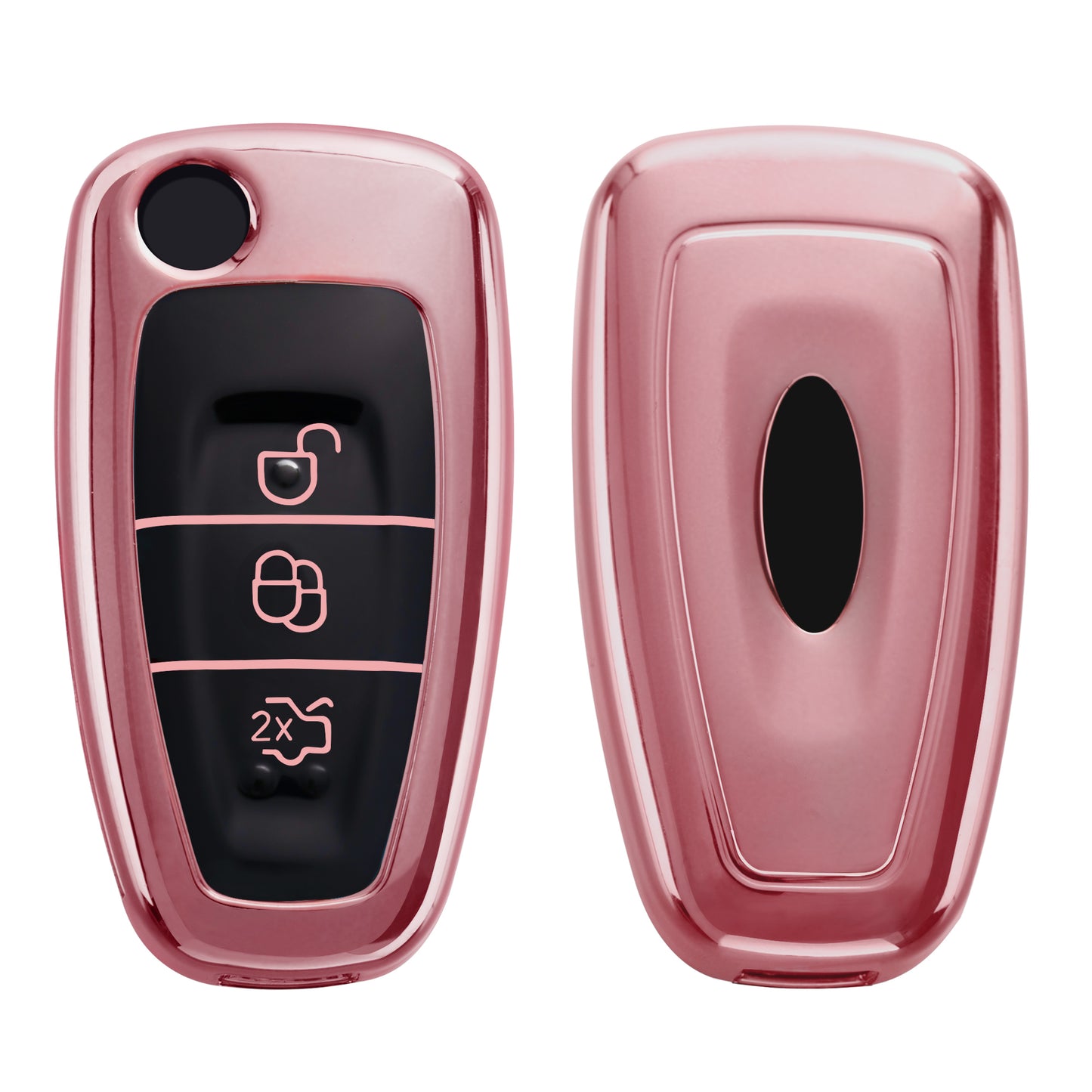 kwmobile Car Key Cover Compatible with Ford 3-Button Foldable Car Key - Silicone Protective Key Fob Case