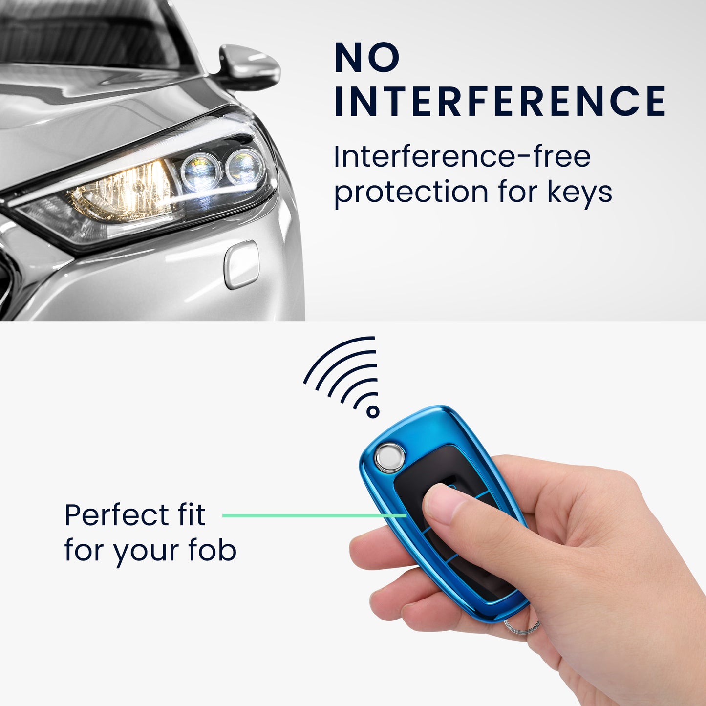 kwmobile Car Key Cover Compatible with Ford 3-Button Foldable Car Key - Silicone Protective Key Fob Case