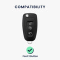 kwmobile Car Key Cover Compatible with Ford 3-Button Foldable Car Key - Silicone Protective Key Fob Case