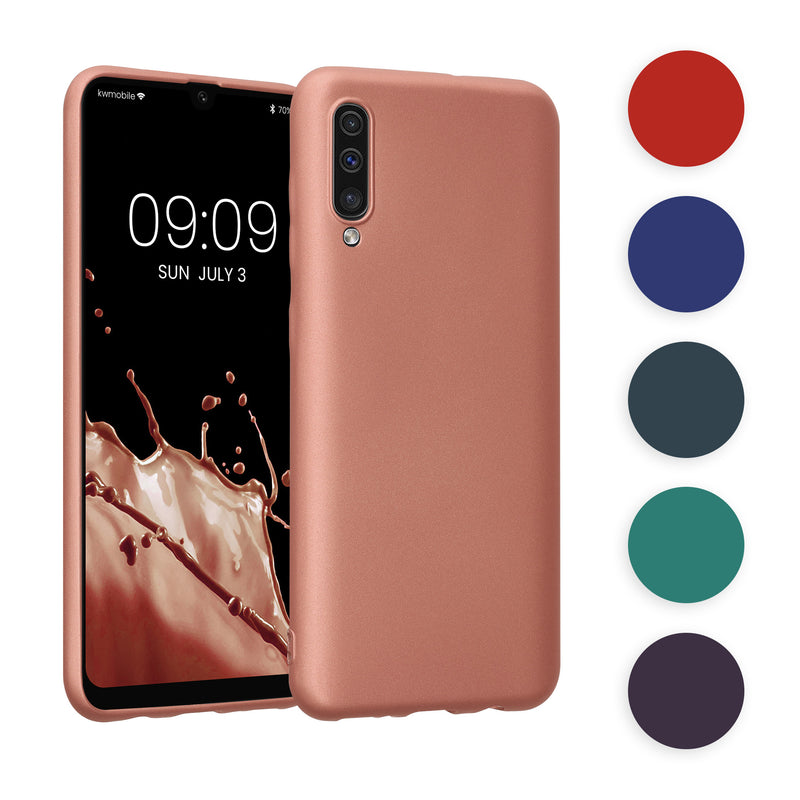 kwmobile Case kompatibel mit Samsung Galaxy A50 Hülle - Schutzhülle aus Silikon metallisch schimmernd - Handyhülle Metallic Tannengrün Metallic Tannengrün  