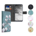 kwmobile Wallet Case kompatibel mit Samsung Galaxy A50 Hülle - Cover mit Ständer und Kartenfächern - Magnolien Taupe Weiß Blaugrau Taupe  [dsg03]