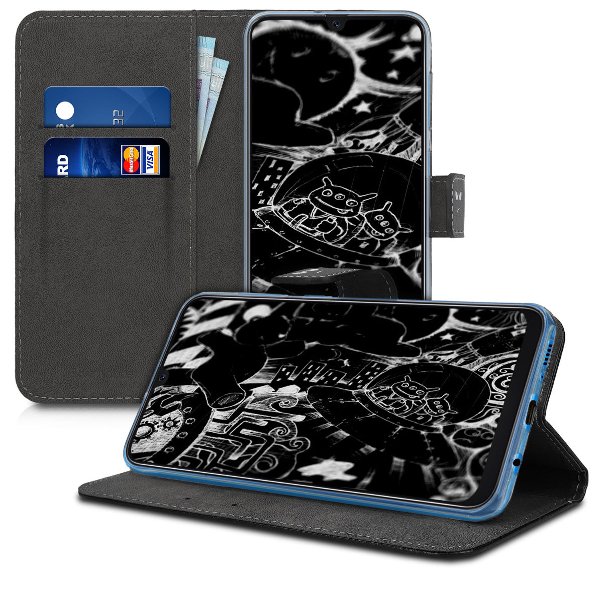 kwmobile Wallet Case compatible with Samsung Galaxy A50 Cover - with Stand and Card Slots