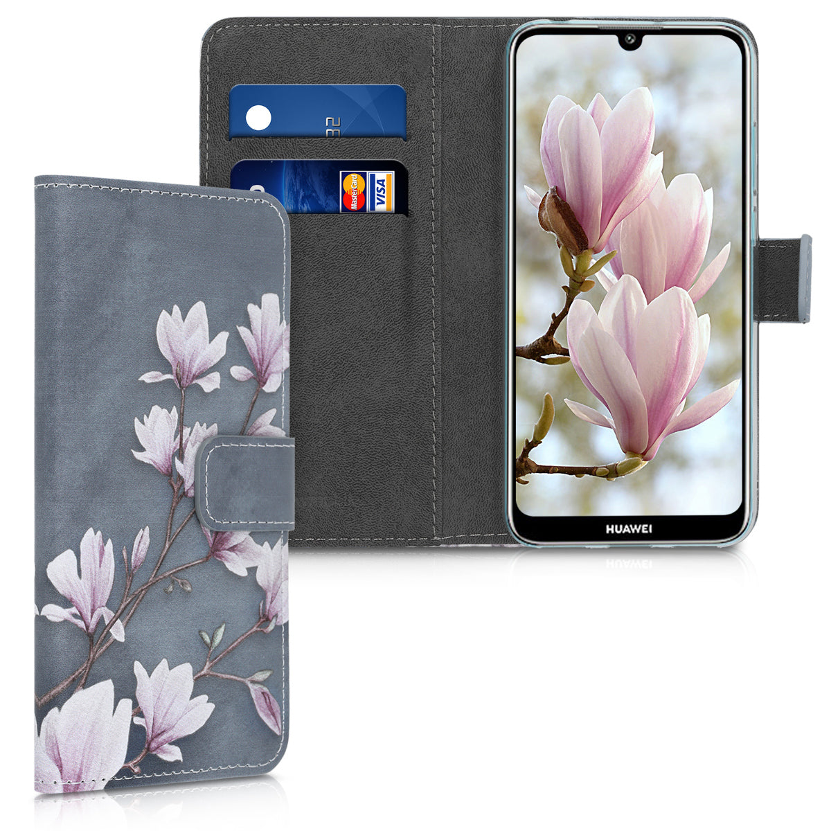 kwmobile Wallet Case Compatible with Huawei Y6 (2019) Cover - with Stand and Card Slots