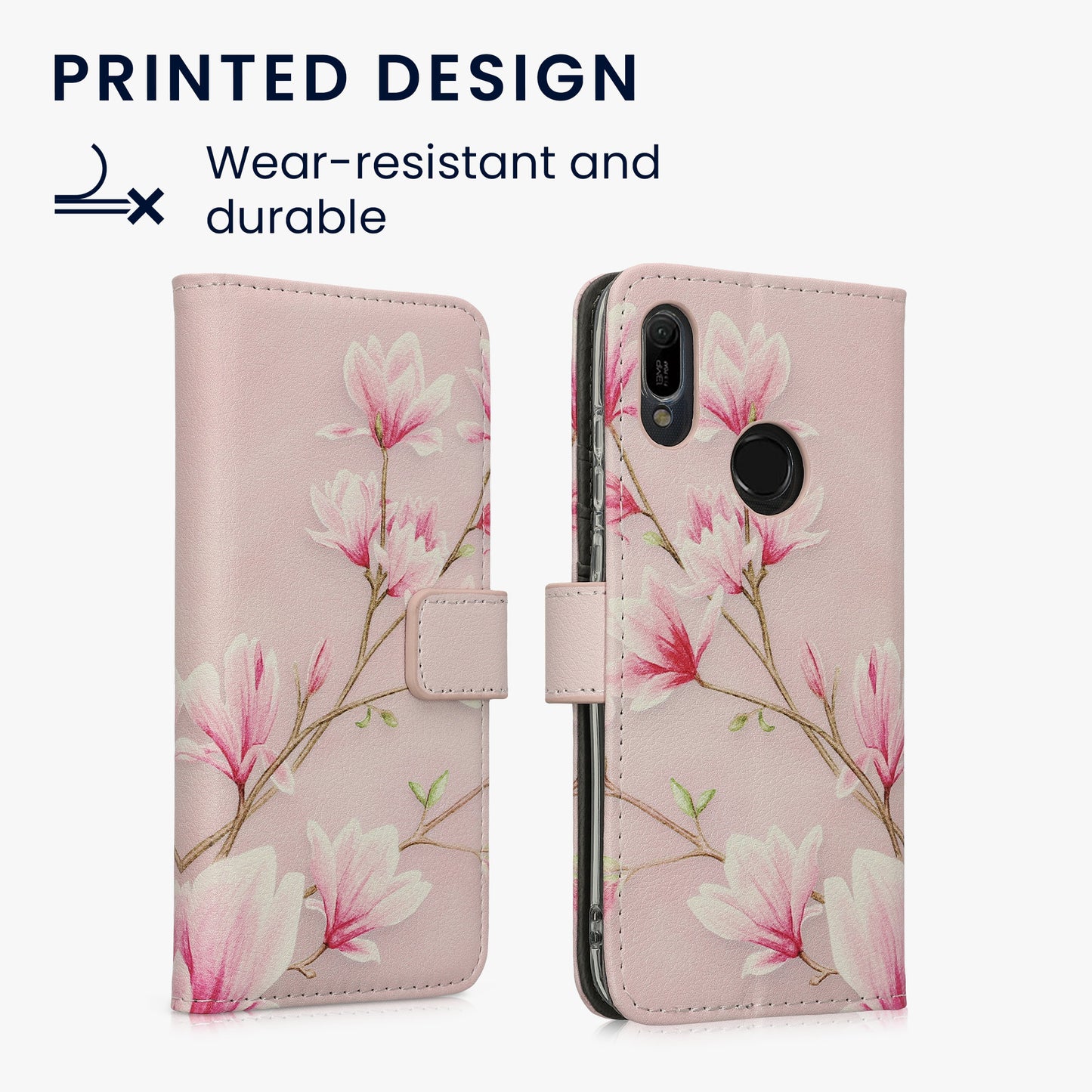 kwmobile Wallet Case Compatible with Huawei Y6 (2019) Cover - with Stand and Card Slots