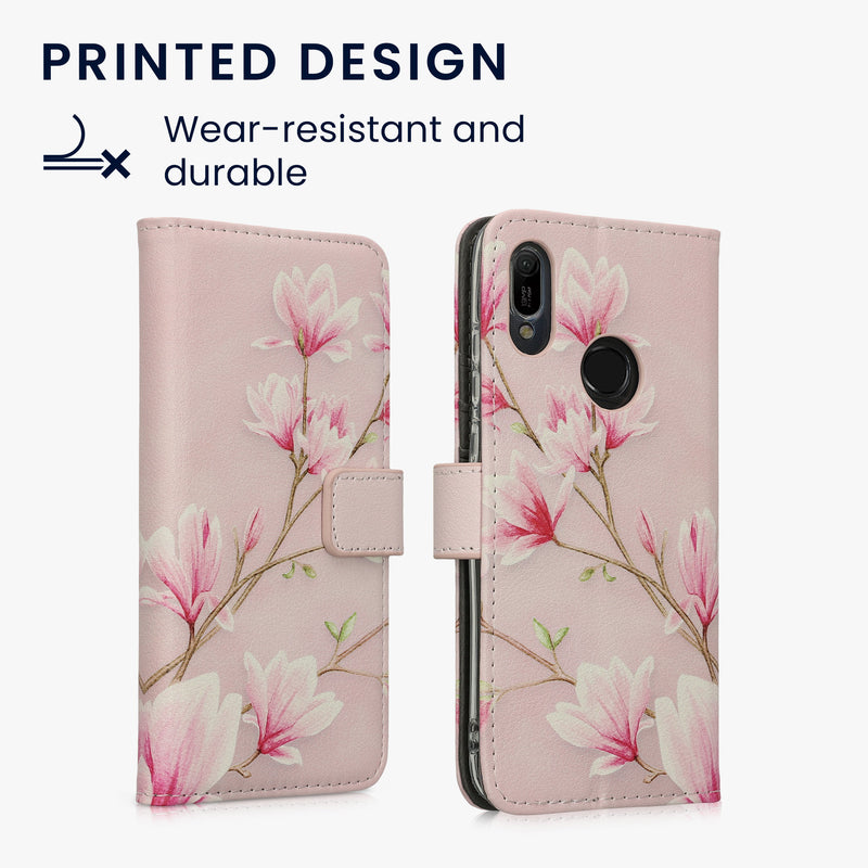 kwmobile Wallet Case Compatible with Huawei Y6 (2019) Cover - with Stand and Card Slots