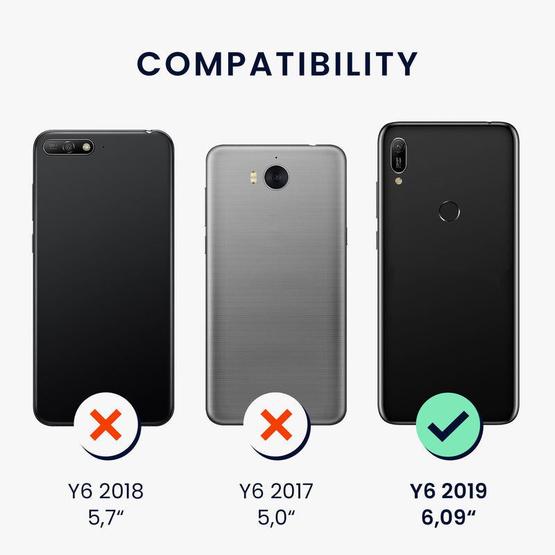 kwmobile Wallet Case Compatible with Huawei Y6 (2019) Cover - with Stand and Card Slots