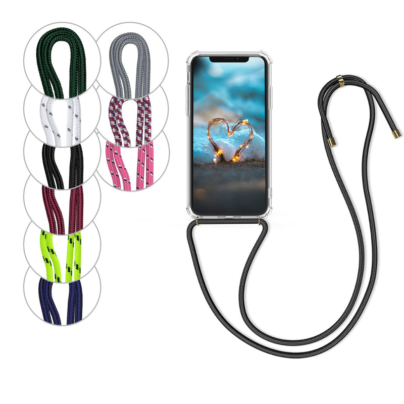 kwmobile Necklace Case kompatibel mit Apple iPhone XS Hülle - Silikon Cover mit Handykette - Band Handyhülle Schwarz Transparent Schwarz  
